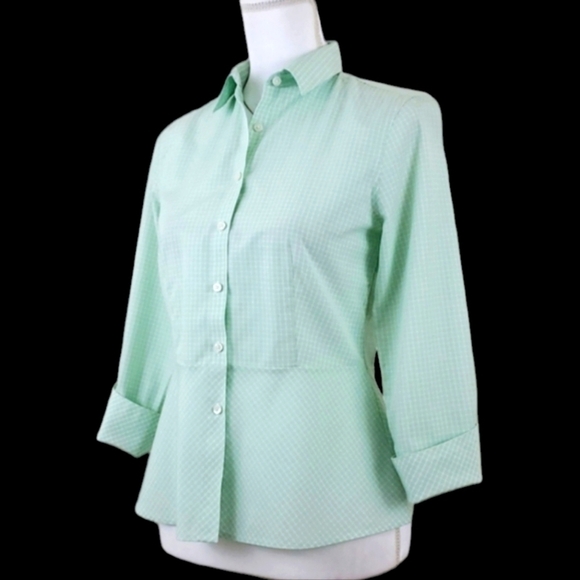 Brooks Brothers 346~Sz 4P Petite~White/Green Shirt - Picture 1 of 8